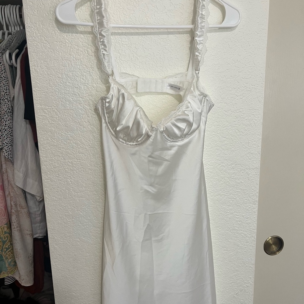 Elegant White Satin Chemise